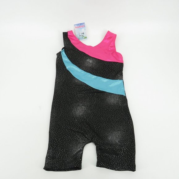 Fashion Girls Black Pink Blue 1 Piece Short Outfit Size 140 (8-10) NWT - Picture 1 of 3